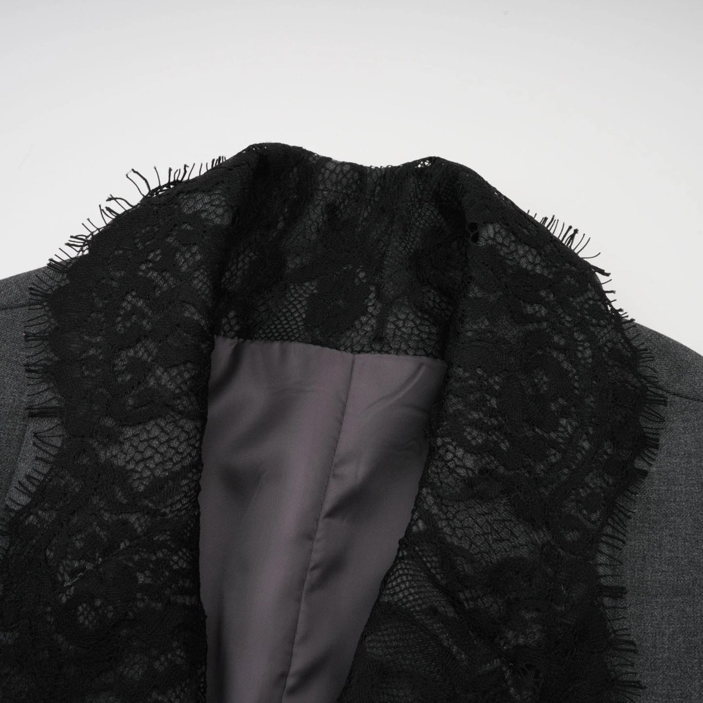 Dianthe Grey Lace-Panel Blazer