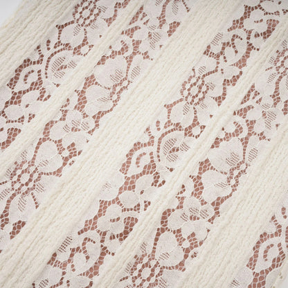 Emeline Floral Lace Flared-Cuff Maxi Dress in Neutrals