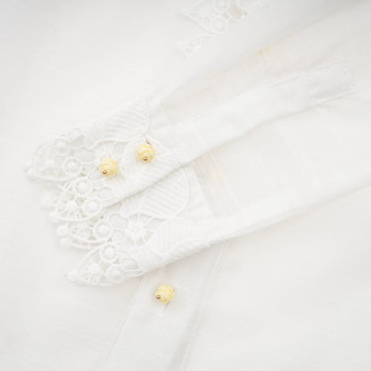 Renee White Semi-Sheer Shirt & Skirt Matching Set