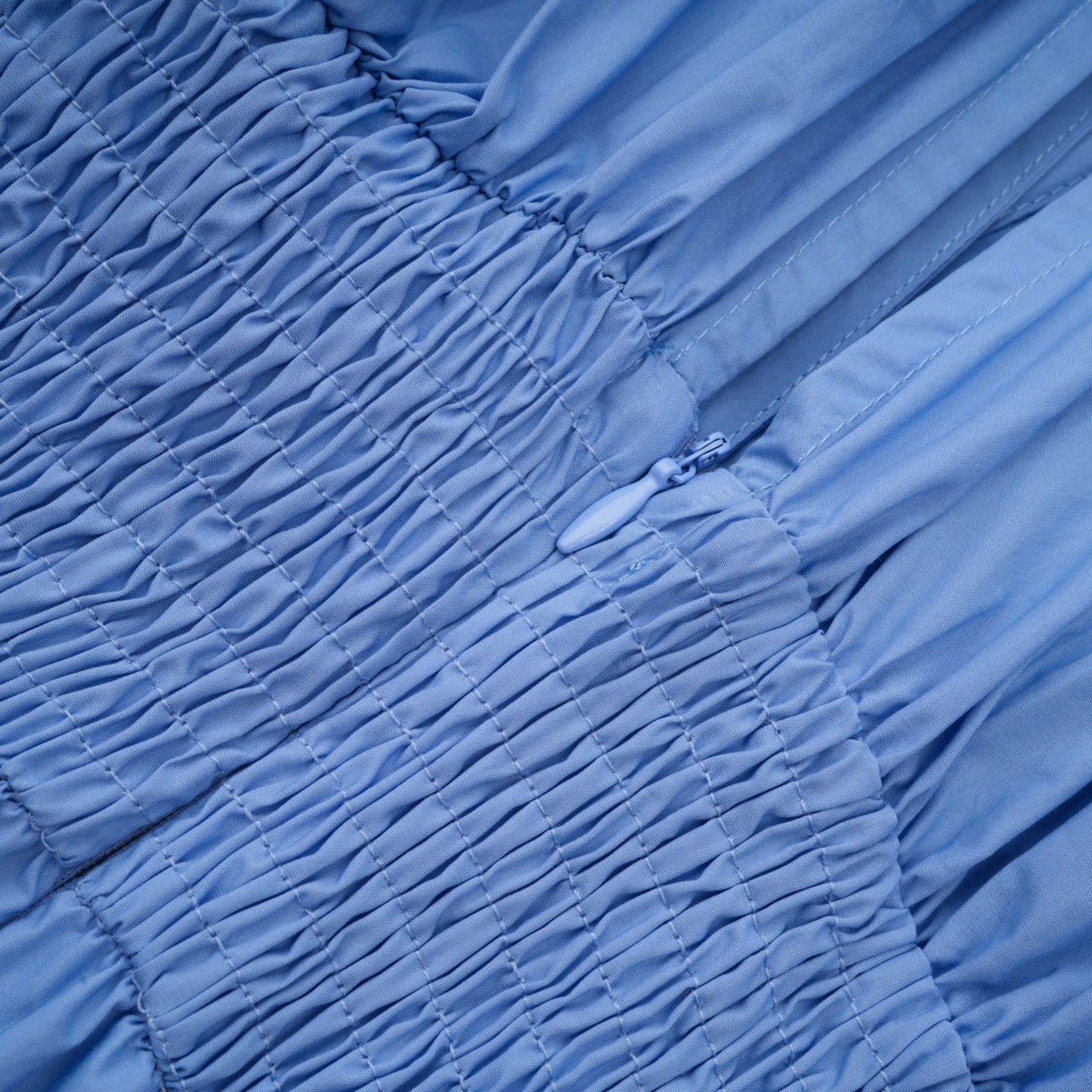 Emma Petal-Detail Drawstring Maxi Dress in Blue
