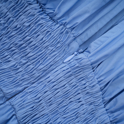 Emma Petal-Detail Drawstring Maxi Dress in Blue