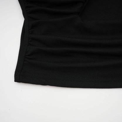 Anais Black Open-Front Gathered Top