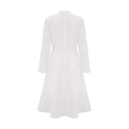 Madeleine White Panelled Embroidered Midi Dress