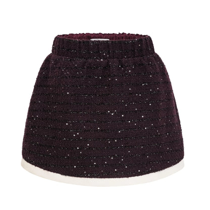 Brigitte Purple Sequined Tweed Jacket & Skirt Matching Set