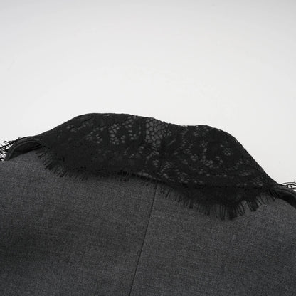 Dianthe Grey Lace-Panel Blazer