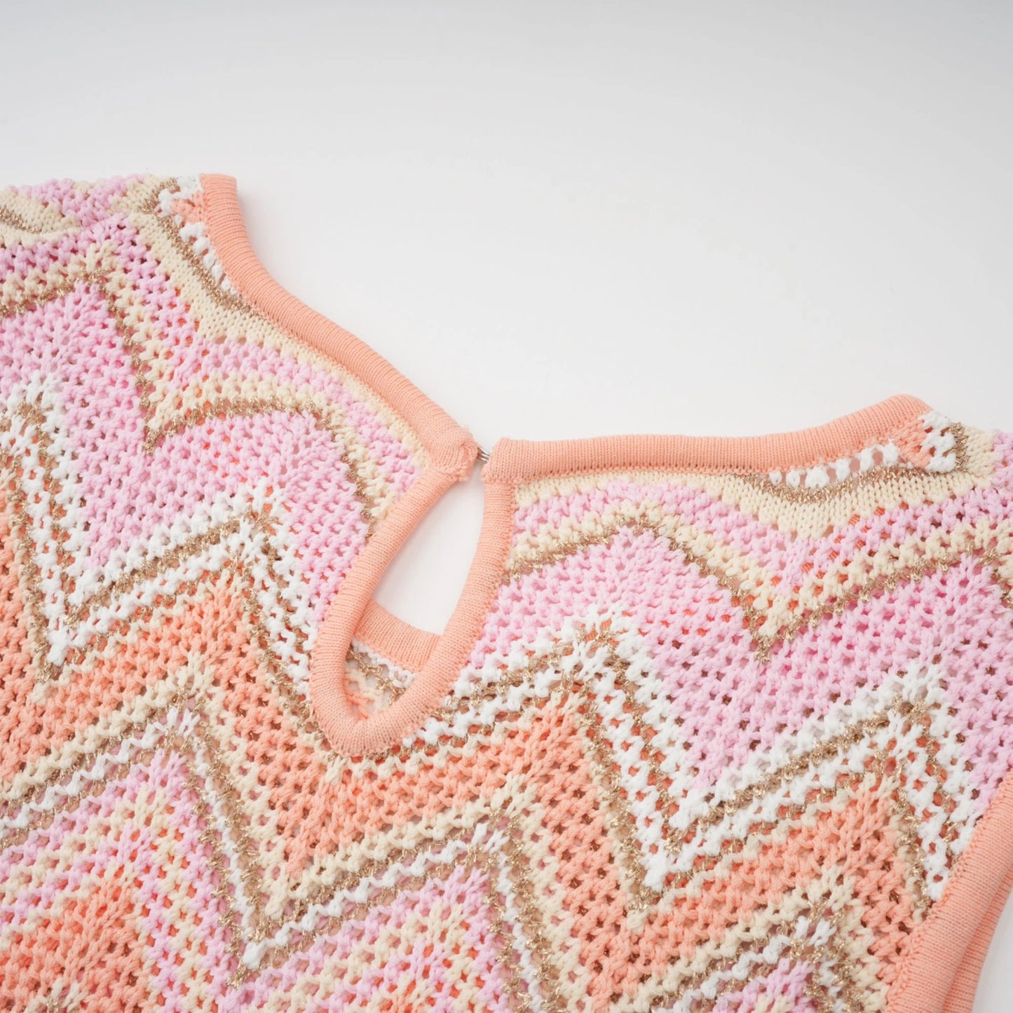 Irina Pink Zigzag Pointelle Knit Matching Set