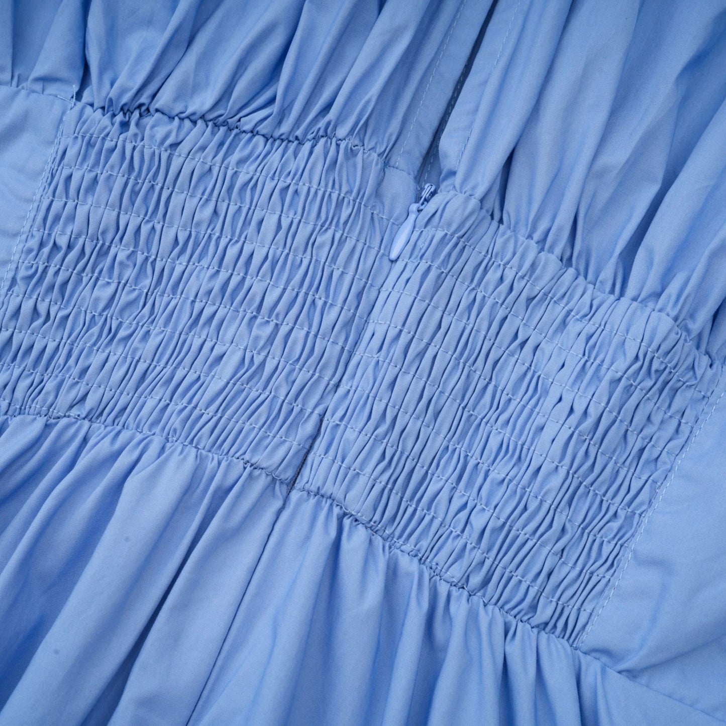 Emma Petal-Detail Drawstring Maxi Dress in Blue