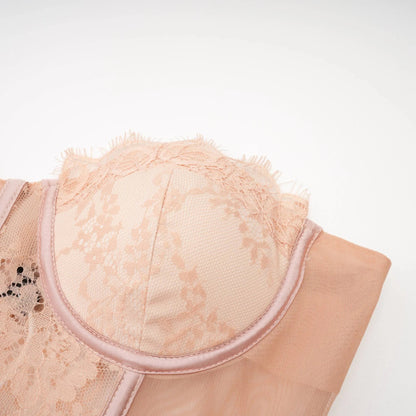 Eilis Pink Bustier Mesh Maxi Dress