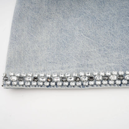 Daphne Blue Crystal Sleeveless Denim Mini Dress