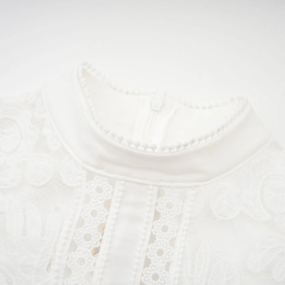 Madeleine White Panelled Embroidered Midi Dress