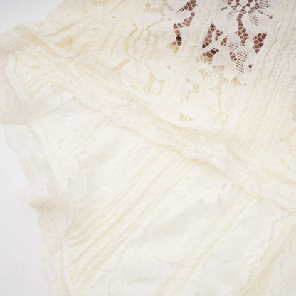 Emeline Floral Lace Flared-Cuff Maxi Dress in Neutrals