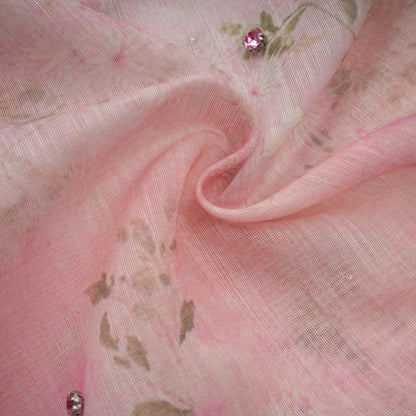 Narcisse Pink Embellished Floral-Print Midi Dress