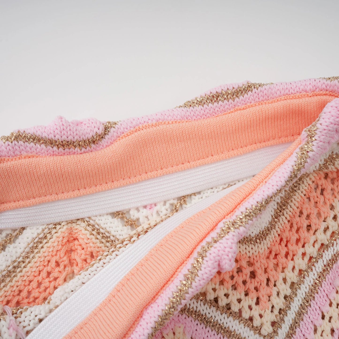 Irina Pink Zigzag Pointelle Knit Matching Set