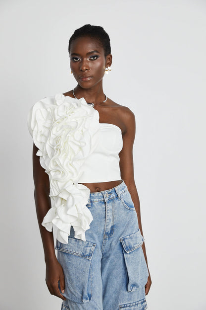 Pénélope White Floral Off-Shoulder Top