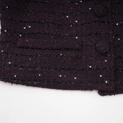 Brigitte Purple Sequined Tweed Jacket & Skirt Matching Set