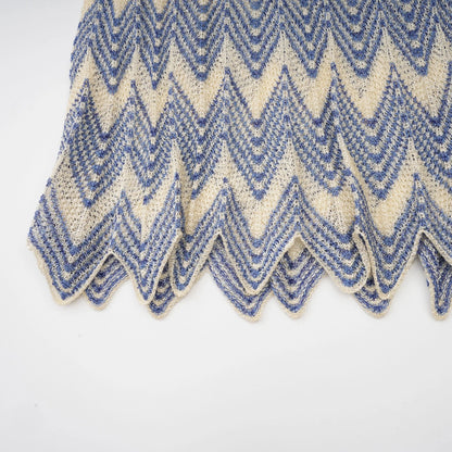 Daniela Blue Zigzag-Design Knit Top & Skirt Matching Set