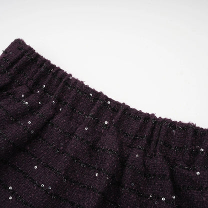 Brigitte Purple Sequined Tweed Jacket & Skirt Matching Set