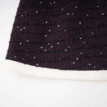 Brigitte Purple Sequined Tweed Jacket & Skirt Matching Set